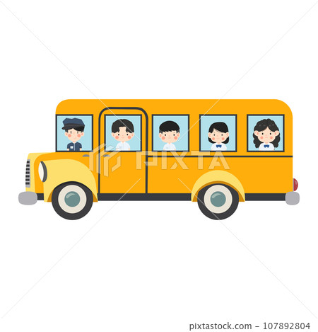 kids riding  schoolbus transportation education 107892804