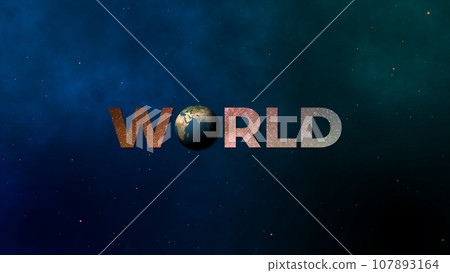3D animation. Text World and rotating earth. World Environment Day Greeting Animated Text with 3D Rotating Planet 107893164
