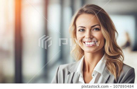 Smiling businesswoman in office 107893484