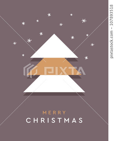 blue christmas greeting card with minimalistic fir tree vector illustration 107893518