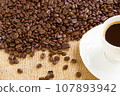 Coffee beans and freshly brewed coffee 107893942