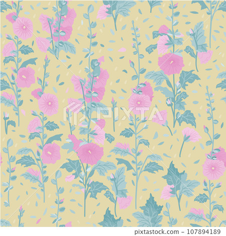 Mallow. Vector floral seamless pattern. Mallow. Vector floral seamless pattern. 107894189