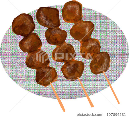 烤雞肉串心圖 107894281