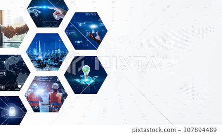 Successful business leader in digital world, DX cyber security, internet safety image 107894489