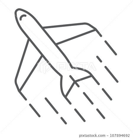 Airplane thin line icon, tourism and travel, aircraft sign vector graphics, a linear icon on a white background, eps 10 Airplane thin line icon, tourism and travel, aircraft sign vector graphics, a linear icon on a white background, eps 10 107894692