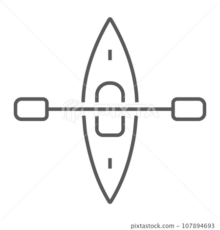 Kayak thin line icon, tourism and canoe, rowing boat sign vector graphics, a linear icon on a white background, eps 10 107894693