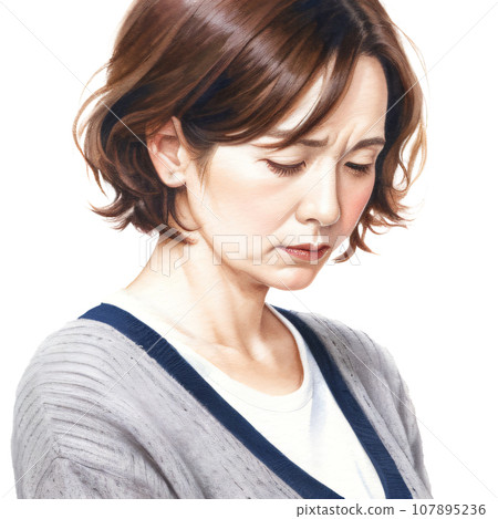 Illustration of a woman thinking, AI-generated image 107895236