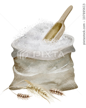 flour bag on white	 107895613