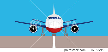 Front View Airplane Landing Gear Runway Vector Front View Airplane Landing Gear Runway Vector 107895955