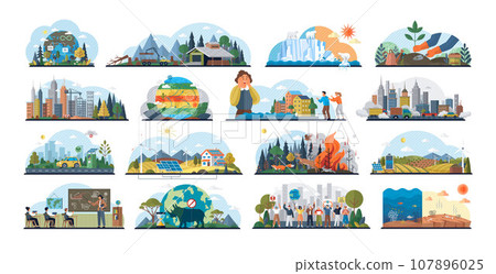 Climate change and global warming concepts metaphor. Save our planet. Endangered animal species, forest fire. Climate change education Earth day and protest activists. Global warming result. Co2 smog Climate change and global warming concepts metaphor. Save our planet. Endangered animal species, forest fire. Climate change education Earth day and protest activists. Global warming result. Co2 smog 107896025