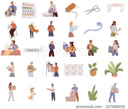 Clothes donation. Vector illustration. Unused clothing find new purpose through donation The donation box provides convenient way to contribute clothes Charitable organizations rely on clothes 107896050
