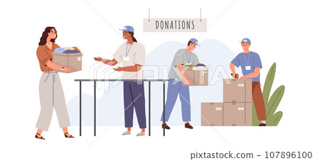 Clothes donation. Vector illustration. Charitable organizations rely on clothes donations to provide relief The clothes donation metaphor symbolizes impact giving on individuals lives Beneficence Clothes donation. Vector illustration. Charitable organizations rely on clothes donations to provide relief The clothes donation metaphor symbolizes impact giving on individuals lives Beneficence 107896100