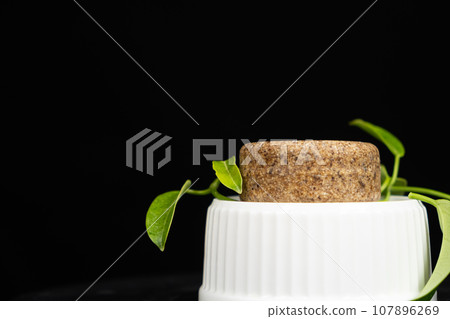 Solid shampoo for hair care, eco-friendly natural cosmetics made from herbs and oils 107896269