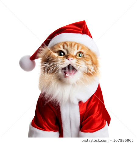 Cat wearing Santa hat, Christmas concept 107896905