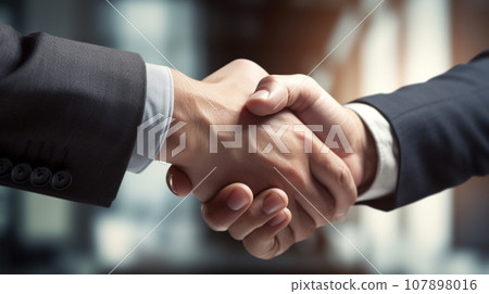 Businessman handshake with blur background. Generative AI. 107898016