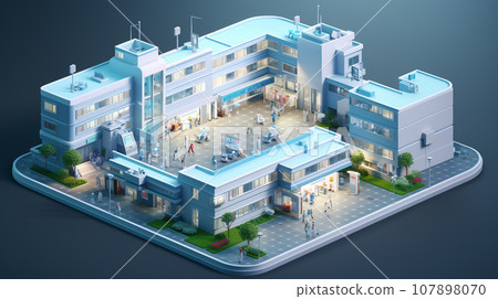 3D of the shopping mall. Business concept. Isometric style. Generative AI. 107898070