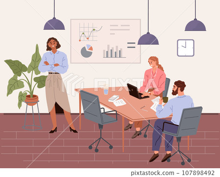 Office people worker. Vector illustration. Partnerships between companies create synergies and expand business opportunities Corporation employees contribute to companys success 107898492