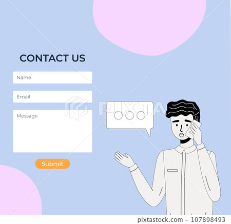 Contact us. Vector illustration. Advancement technology way we communicate and access information. Contact us form. The Contact Us metaphor represents gateway to personalized assistance Our website 107898493