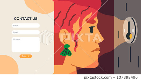 Contact us. Vector illustration. Technology has redefined communication way we share information. Contact us form. The Contact Us metaphor symbolizes bridge between customers and businesses 107898496