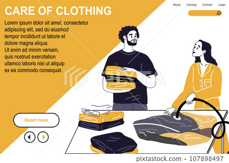 Clothing care. Vector illustration. Caring for your clothes shows respect for your belongings Good hygiene involves regular clothing maintenance Clothing care skills are valuable for everyday life Clothing care. Vector illustration. Caring for your clothes shows respect for your belongings Good hygiene involves regular clothing maintenance Clothing care skills are valuable for everyday life 107898497