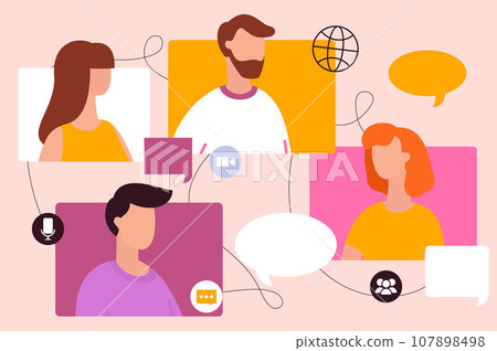 People talking. Vector illustration. Negotiation is form communication aims to find common ground between parties Debates encourage people to express their viewpoints and engage in critical thinking People talking. Vector illustration. Negotiation is form communication aims to find common ground between parties Debates encourage people to express their viewpoints and engage in critical thinking 107898498