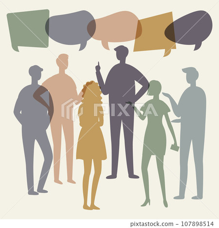 People talking. Vector illustration. People use their words to express themselves and convey their thoughts to others The people talking metaphor illustrates power dialogue in forging connections 107898514