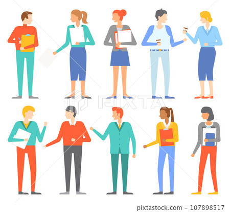 Office people worker. Vector illustration. The office people worker concept emphasizes importance professionalism in workplace Brainstorming sessions in office encourage creative ideas and innovation 107898517