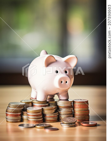 saving money concept with piggy bank. generative ai  107898603