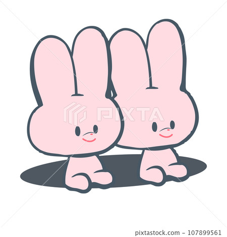 Illustration of two rabbits sticking their faces out of a hole Illustration of two rabbits sticking their faces out of a hole 107899561