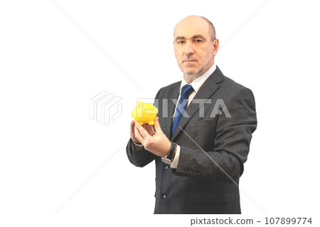 Businessman, man with piggy bank. Businessman, man with piggy bank. 107899774