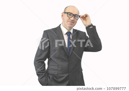 portrait of man with glasses. happy smiling businessman with glasses isolated on background portrait of man with glasses. happy smiling businessman with glasses isolated on background 107899777