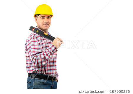Builder man with objects and tools 107900226