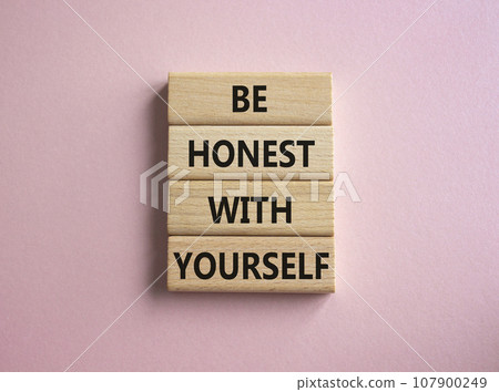 Be honest with Yourself symbol. Wooden blocks with words Be honest with Yourself. Beautiful pink background. Be honest with Yourself concept. Copy space. Be honest with Yourself symbol. Wooden blocks with words Be honest with Yourself. Beautiful pink background. Be honest with Yourself concept. Copy space. 107900249
