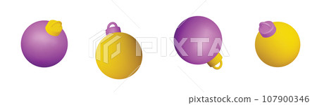 Christmas 3d black balls. Set of Christmas ball. Festive decoration objects. vector illustration 107900346