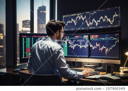 Individual investors who trade by monitoring multiple monitors at home Generative AI Individual investors who trade by monitoring multiple monitors at home Generative AI 107900349