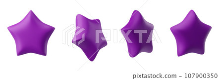 Set of gold stars different shapes. Realistic 3d design cartoon style. vector illustration 107900350