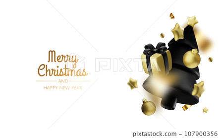 Christmas and New Year gift boxes with gold confetti. Festive Xmas background. Festive Xmas background. Holiday gifts surprise. Realistic 3d Design Vector illustration Christmas and New Year gift boxes with gold confetti. Festive Xmas background. Festive Xmas background. Holiday gifts surprise. Realistic 3d Design Vector illustration 107900356