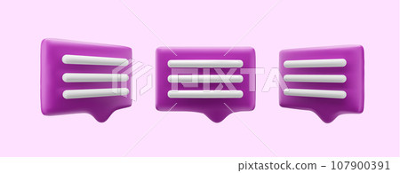 Collection 3d Chat dialogue text. Modern Realistic 3d design. The set is isolated. vector illustration 107900391