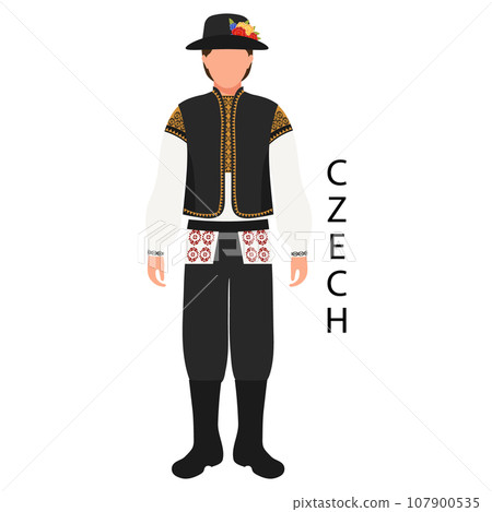 A man in Czech folk costume. Culture and traditions of the Czech Republic. Illustration, vector 107900535