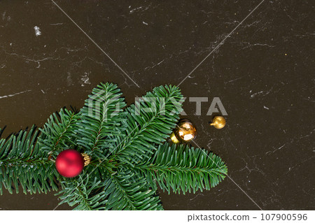 Christmas flat lay styled scene 107900596