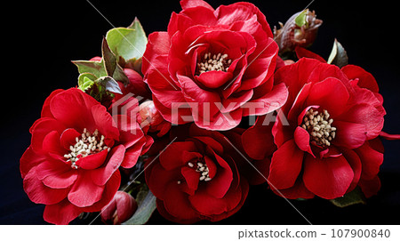 Christmas rose, red flower blooming at Christmas, AI generated image Christmas rose, red flower blooming at Christmas, AI generated image 107900840