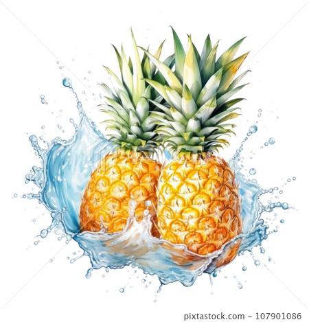 watercolor pineapple isolated watercolor pineapple isolated 107901086
