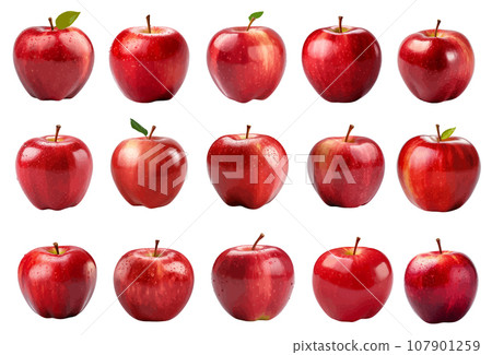 Red apple vector set isolated on white background 107901259
