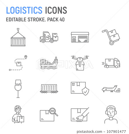 Logistics line icon set Logistics line icon set 107901477