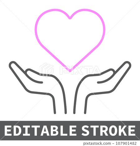 Heart in open hands color line icon, lgbt and heart, free love sign vector graphics, editable stroke linear icon, eps 10. 107901482