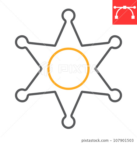 Sheriff star color line icon, USA and justice, police star sign vector graphics, editable stroke linear icon, eps 10. 107901503