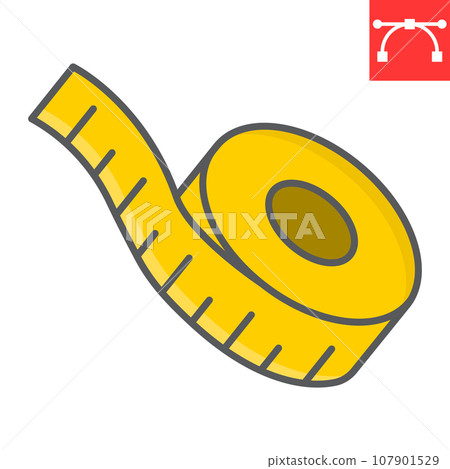 Measuring tape color line icon, fitness and ruler, measurement tape sign vector graphics, editable stroke colorful linear icon, eps 10. 107901529