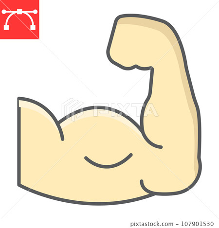 Arm muscle color line icon, fitness and bodybuilder, biceps sign vector graphics, editable stroke colorful linear icon, eps 10. 107901530