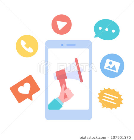 Illustration of smartphone and social media 107901570