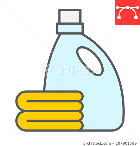 Fabric softener color line icon, dry cleaning and wash, towel sign vector graphics, editable stroke colorful linear icon, eps 10. 107901599